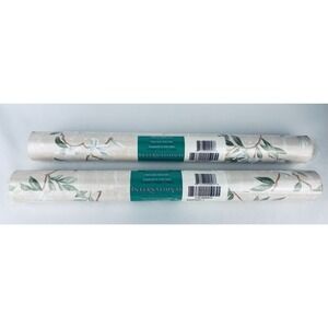 Lot Of 2 Vintage International Magnolia Flowers Solid Vinyl Wallpaper – NOS 80s